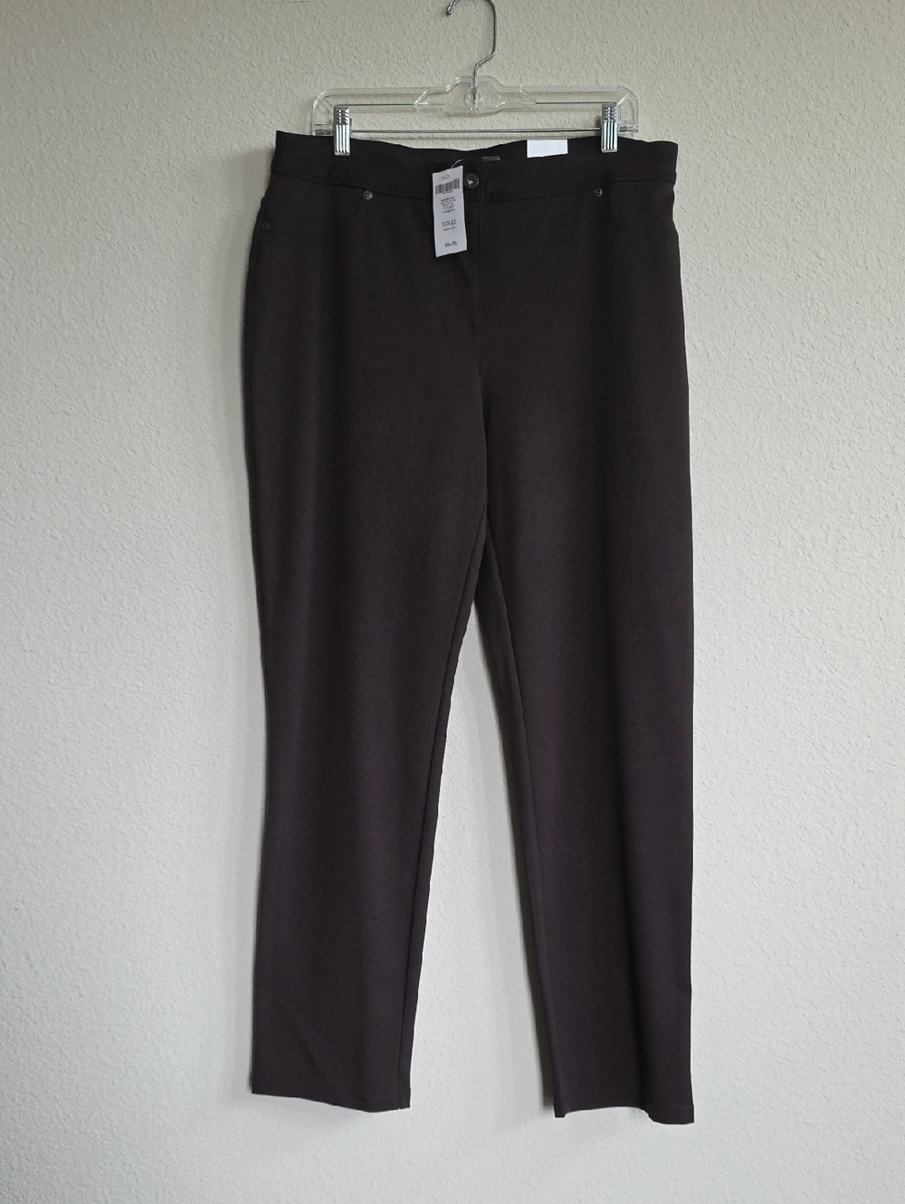 NWT Chico's Premiere Ponte Pants Faux Pockets Cocoa Bean Brown Sz 2.5 Reg (US L)